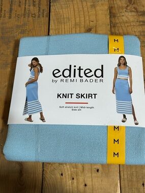 Edited by Remi Bader Light Blue Knit Midi Skirt